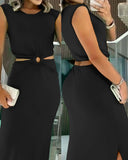 Hollow out Cutout Side Slit Casual Dress