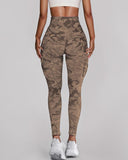 Camouflage Print High Waist Skinny Button Leggings with Pocket Casual Pants