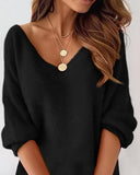 Plain V Neck Fluffy Casual Dress