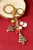 Gold Christmas Tree Elk Snowman Pendant Alloy Keychain