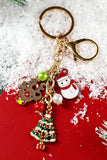 Gold Christmas Tree Elk Snowman Pendant Alloy Keychain