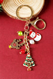 Gold Christmas Tree Elk Snowman Pendant Alloy Keychain