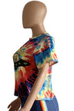 Multicolor Fashion Casual Print Basic O Neck T-Shirts