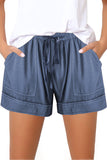 Elastic Waist Drawstring Girl's Shorts with Pockets