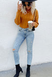 cable knit long sleeve sweater