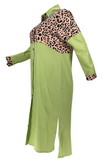 Green Casual Leopard Split Joint Turndown Collar Shirt Dress Dresses