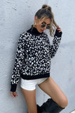 leopard high neck sweater