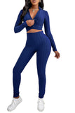Two-piece Crop Top and High Waist Leggings Yoga Wear Tracksuit Set