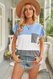 Colorblock Pocketed Cap Sleeve Top