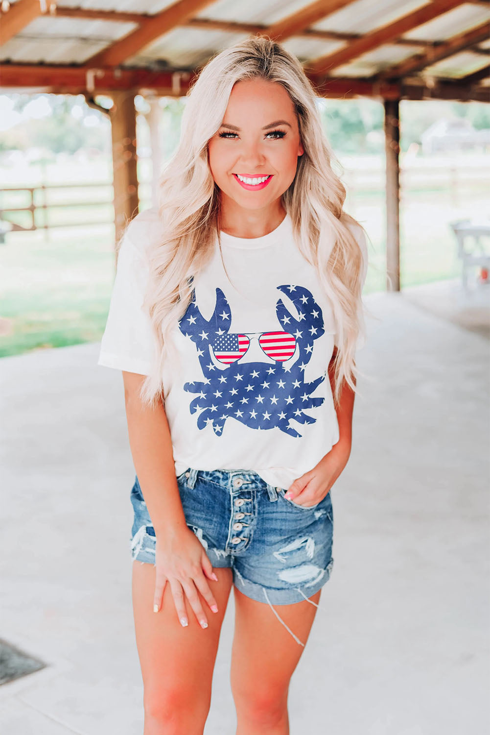 American Flag Crab Graphic Tee