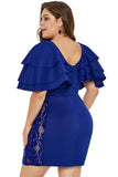 Cascading Shoulder Lace Insert Plus Size Dress