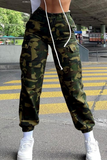 Camouflage Casual Camouflage Print Split Joint Harlan Mid Waist Harlan Full Print Bottoms