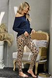Casual Long Sleeve Leopard Pants Loungewear Set