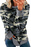 Camouflage Pullover Sweatshirt with Slits