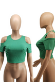 Green Sexy Solid Split Joint O Neck T-Shirts
