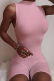 Summer ladies jumpsuit back zipper solid color skinny elasticity fit hip sports jumpsuit wholesale