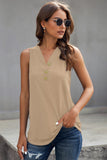 Khaki Just Say The Word 3 Button Tank Top