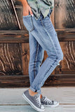 Hollow Out Button-fly Distressed Jeans