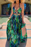 Summer fashion maxi skirt sexy split ends digital printing ladies floor dress wholesale