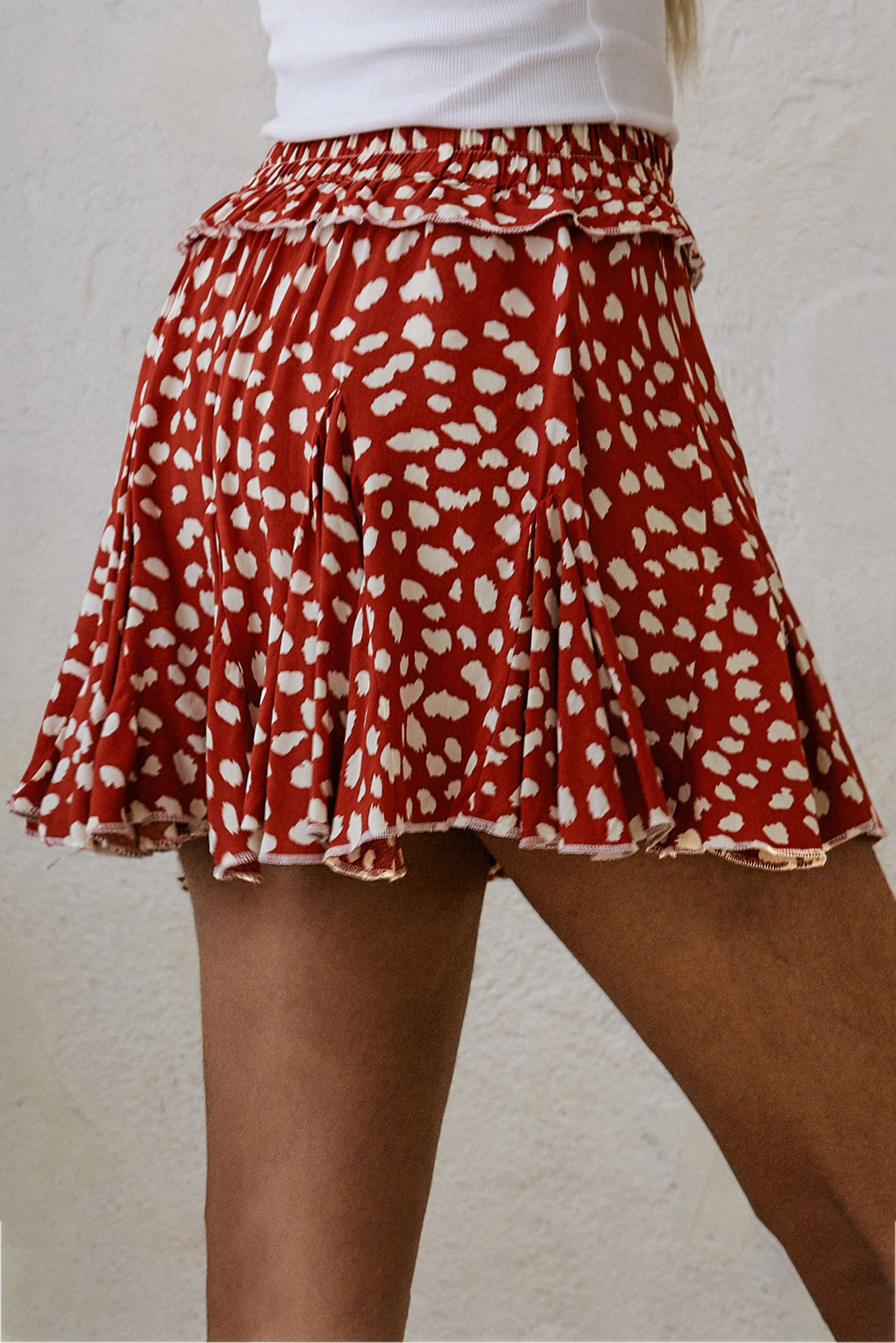 Printed Ruffled Hem A-Line Mini Skirt