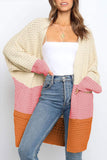 Accent Long Line Open Front Knitted Cardigan with Pockets