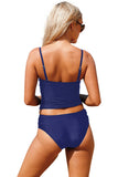 Navy Ruched Push Up Two Piece Bathing Suit