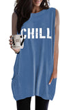 CHILL Letters Graphic Tank with Pockets