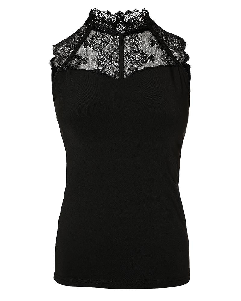 Lace Patch Sleeveless Top