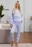 Violet Tie-dye Stripes Pullover Top and Pants Lounge Set