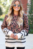 Leopard and Striped Prints Mix Sweater