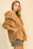 hyfve shawl collar faux fur jacket with pockets