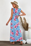 Ruffle Sleeveless High Waist Floral Maxi Dress