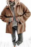 Turn Down Collar Buttoned Baggy Coat with Pocket