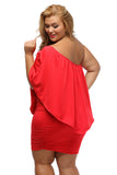 Plus Size Multiple Dressing Layered Red Mini Poncho Dress