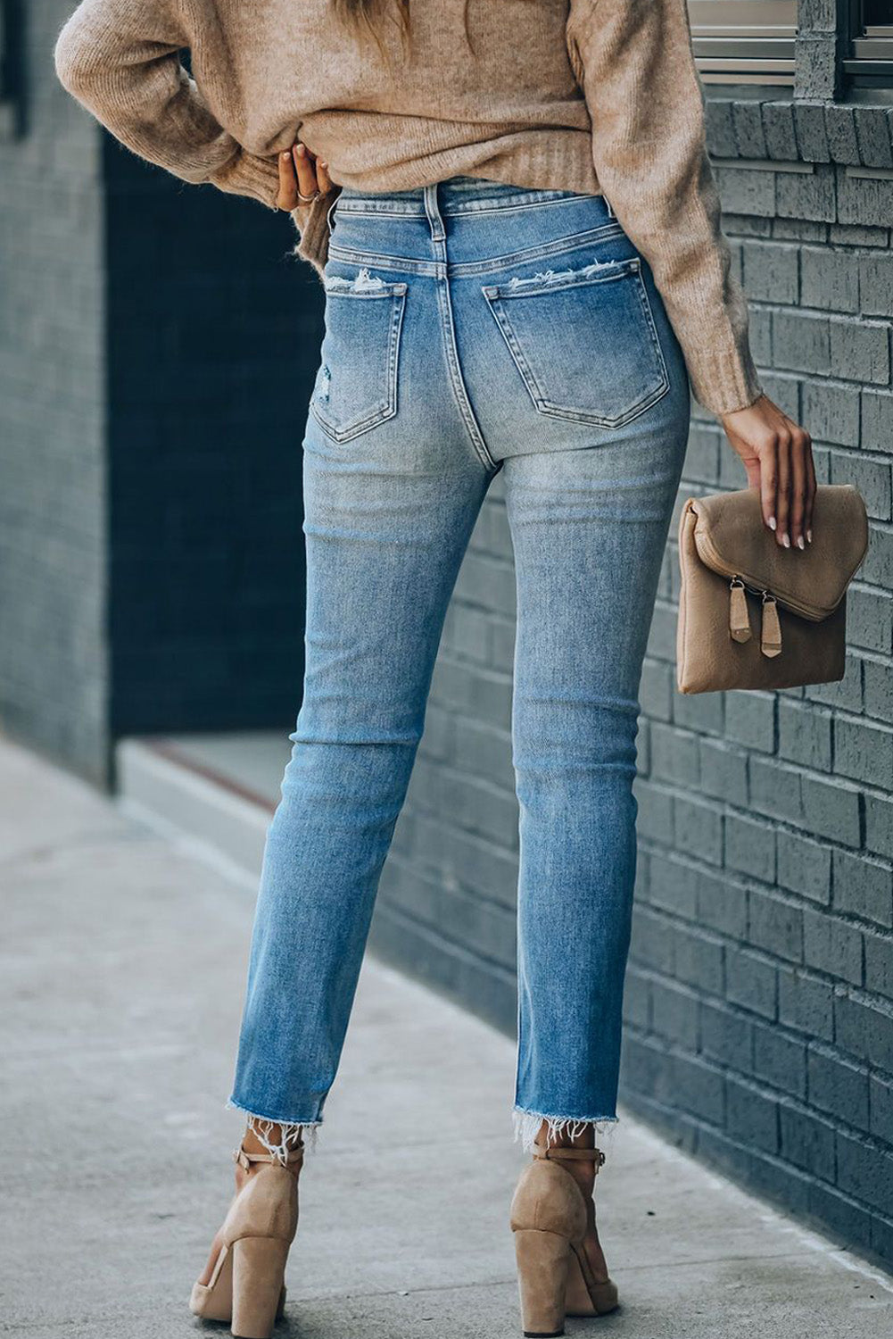 High Waist Ankle-Length Skinny Jeans