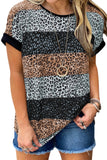 Leopard Striped Colorblock T-shirt