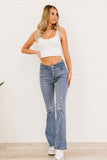 amelia distressed button fly flare jeans