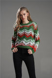 chevron stripe openwork pullover sweater