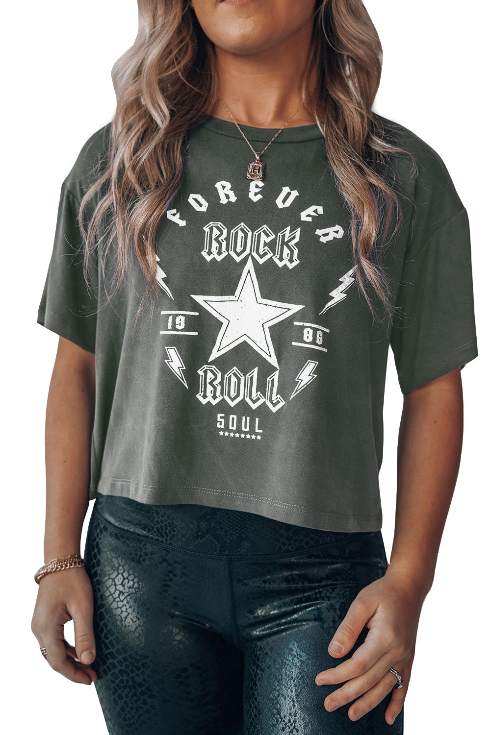 Forever Rock And Roll Graphic Crop Top
