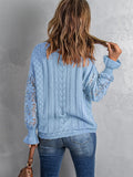 openwork spliced lace knit top