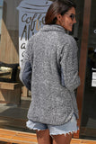 Grey Fleece Asymmetrical Snap Pullover