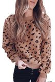 Crewneck Leopard Print Fleece Sweatshirt