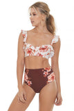 Floral High Waist Ruffle Underwire Bikini Swimsuit