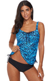 Floral Print Gather Ruched Tankini Set