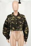 Camouflage Fashion Casual Camouflage Print Cardigan Turndown Collar Outerwear