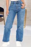 Blue Fashion Casual Solid Basic High Waist Regular Jeans