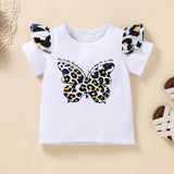 girls butterfly top and animal print overall dress set
