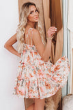 Spaghetti Straps Tiered Babydoll Ruffled Floral Dress
