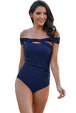 Criss Cross Off Shoulder Ruched One-piece Swimwear