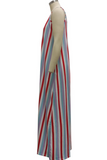 Colour Sexy Striped Tie-dye Spaghetti Strap Straight Dresses
